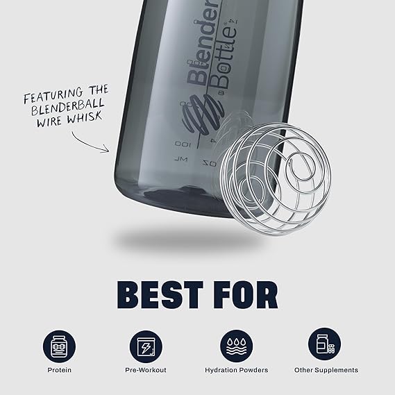 LORDEX Protein Shaker Bottle – 500ml BPA-Free Sports Bottle with Stainless Steel Mixing Ball