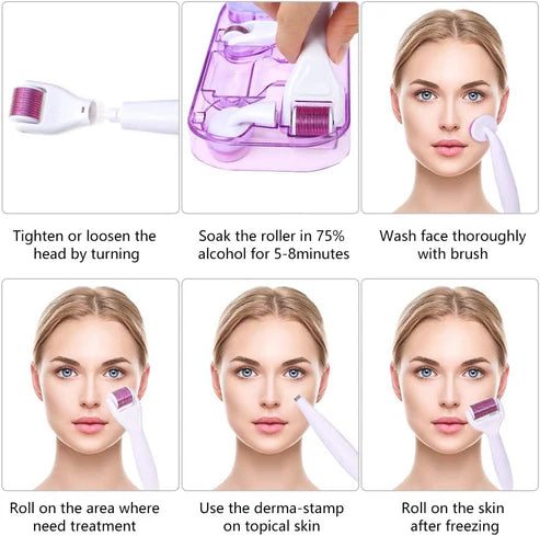 6-in-1 Derma Roller System | Microneedling Kit for Face, Eyes & Body – Collagen Boost & Skin Renewal
