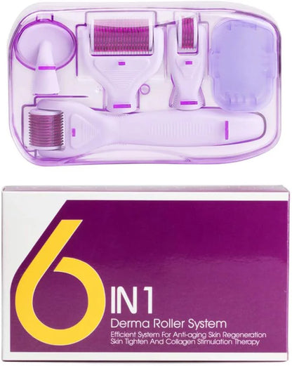 6-in-1 Derma Roller System | Microneedling Kit for Face, Eyes & Body – Collagen Boost & Skin Renewal