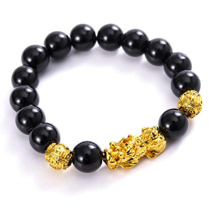 Black Obsidian Pixiu Bracelet – Feng Shui Wealth & Protection Jewelry