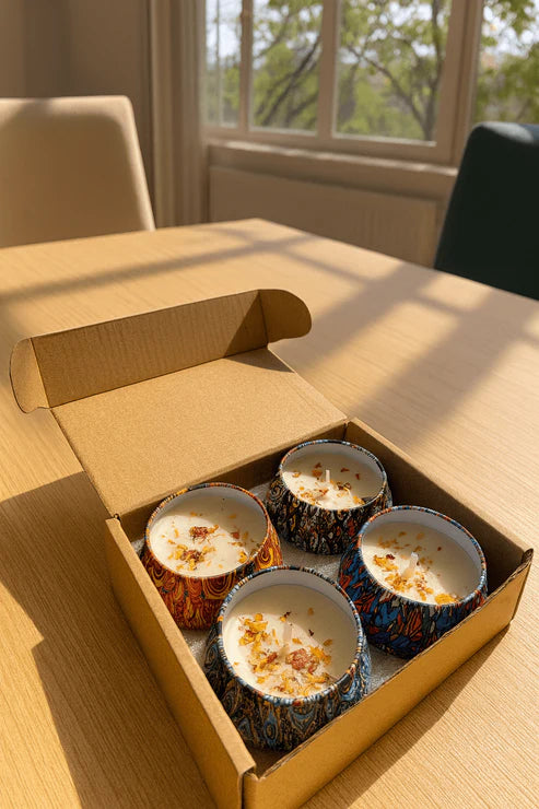 Decorative Floral Scented Tin Candles – Premium Soy Wax Gift Set | Aromatherapy, Home Décor & Relaxation | HabibiOffers