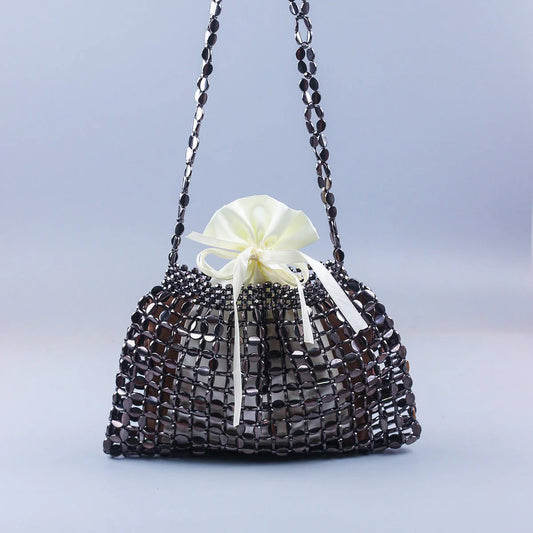 Handmade Flat Beads Woven Large Dumpling One-Shoulder Handbag | HabibiOffers