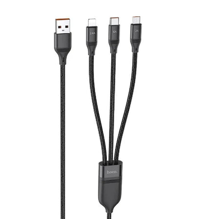 Hoco U104 3-in-1 USB Charging Cable – Lightning / USB-C / Micro USB Universal Cable