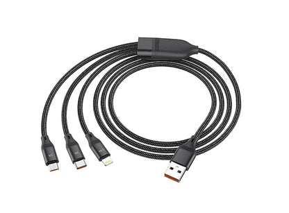 Hoco U104 3-in-1 USB Charging Cable – Lightning / USB-C / Micro USB Universal Cable