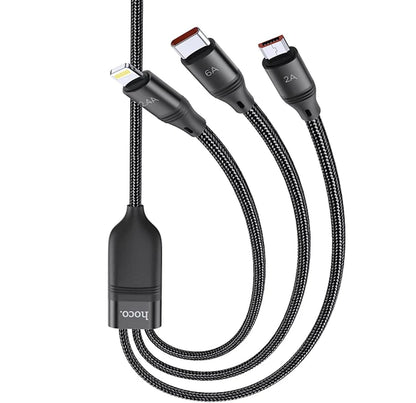 Hoco U104 3-in-1 USB Charging Cable – Lightning / USB-C / Micro USB Universal Cable