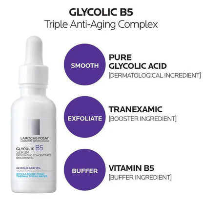 La Roche-Posay Glycolic B5 Serum (Original) – Dark Spot Corrector & Brightening Formula (30ml)