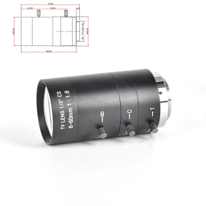 High-Precision 6-60mm Manual Zoom Lens with CS Mount for CCTV & Industrial Cameras