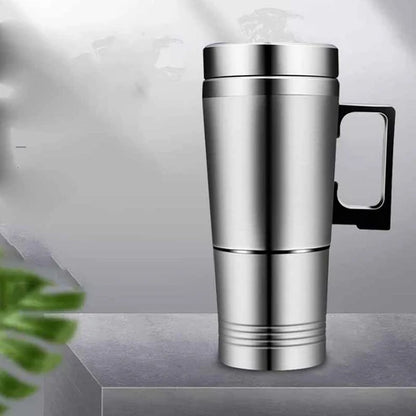 Stainless Steel Vehicle Heating Cup Heat Insulation Electric Car Kettle Camping Travel Kettle Water Coffee Thermal Mug.