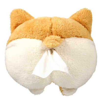 Tissue Box Cover Soft Adorable Corgi Butt Shaped Creative Storage Bag Hanging Pouch Tissue Box Wrapper For Car Home.